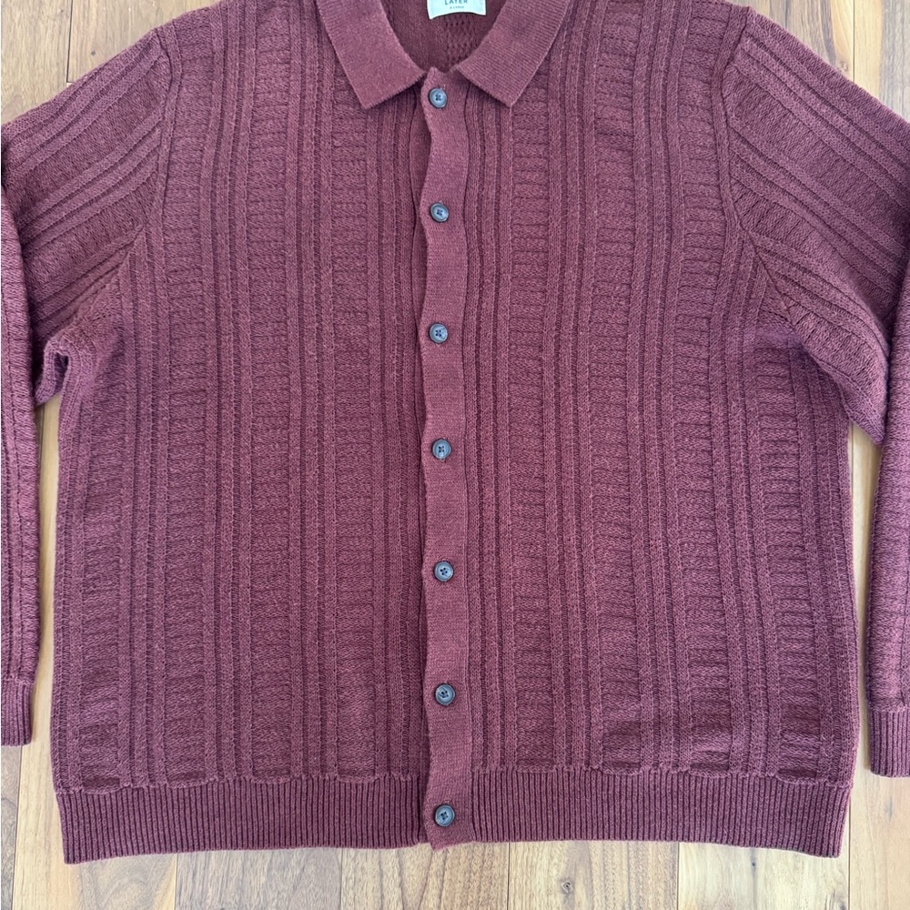 Marine Layer Arthur Sweater Cardigan Button Merino Wool Blend Veneer size XL - Picture 14 of 16